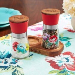 Bộ Xay Tiêu Muối Cao Cấp The Pioneer Woman Kèm Khay Gỗ - Nhập Khẩu Đức
